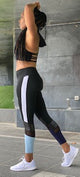 ACTIVE COLOR BLOCK LEGGING WITH GLOSSY INLAY  |  Black/Navy